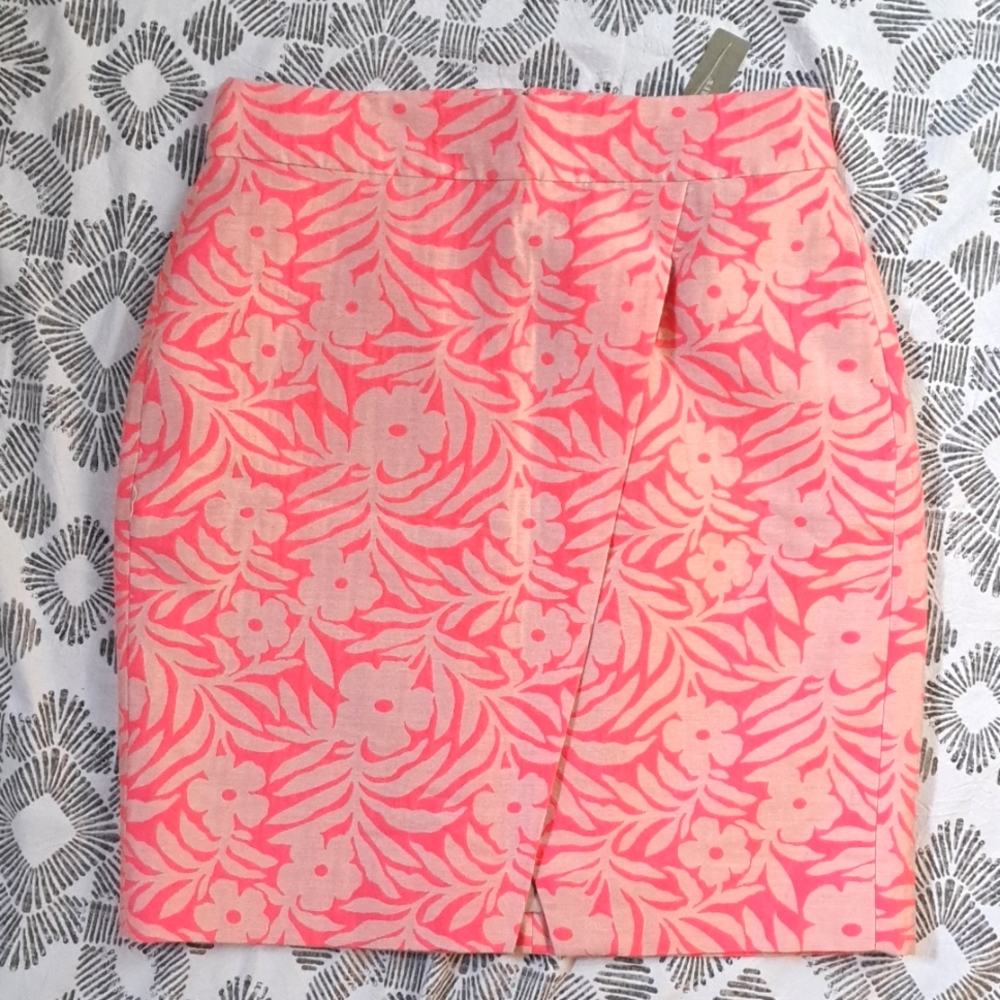 J. Crew Pink & Cream Floral Mini Skirt